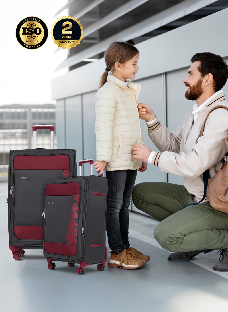 Hyper Trek 3 Pieces Set 8 Wheels Soft Luggage - Grey
