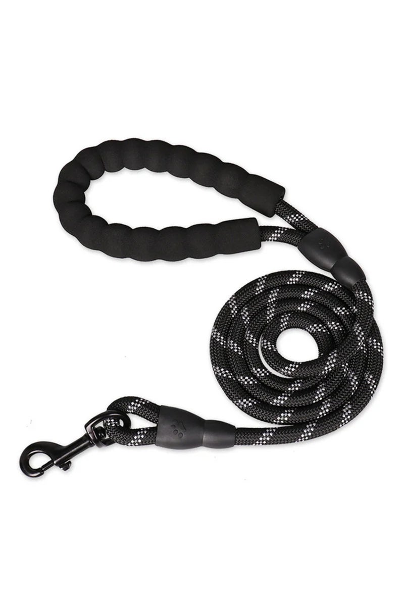 erorex 3m black Reflective Dog Leash With Comfortable Padded Handle - Double Heavy Duty Traction Rope For S