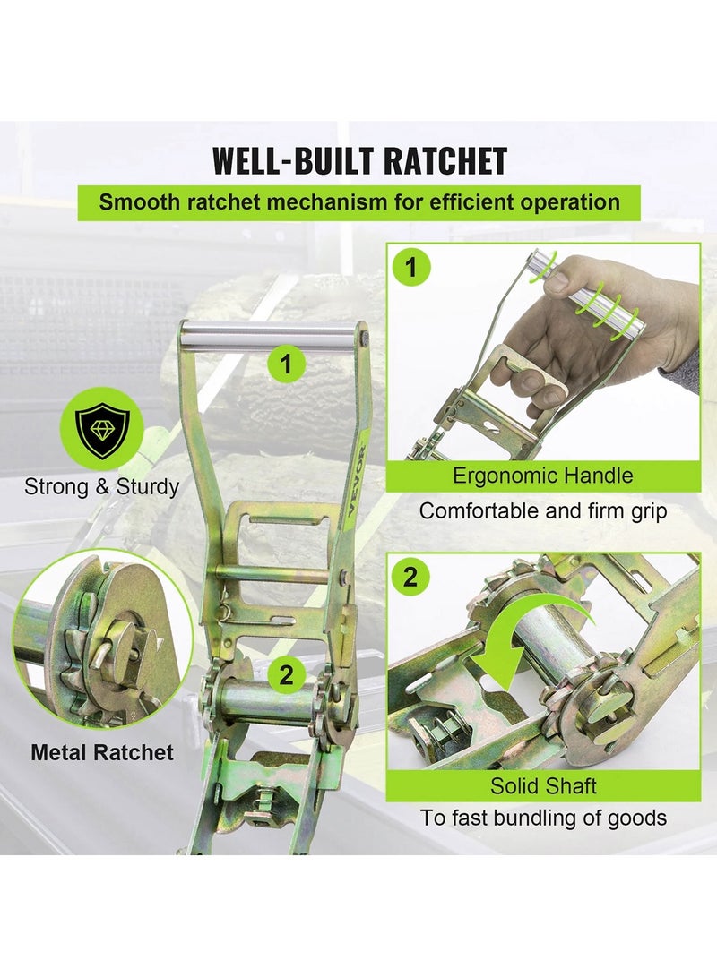 TOTAL Ratchet Strap 10 Meter 2 Ton Capacity with Metal Buckle & Double J Hooks THTRS2101 - Image 3
