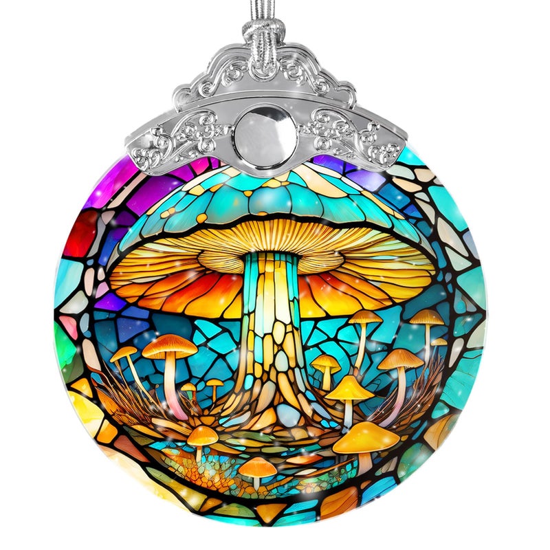 Jocidea الزجاج الملون الشمس Suncatcher Jocidea الفطر زخرفة عيد الميلاد الحلي العطلات الحلي الزخارف عيد الميلاد ديكور ديكور الفطر للهدية الفطر المنزلي - Image 1