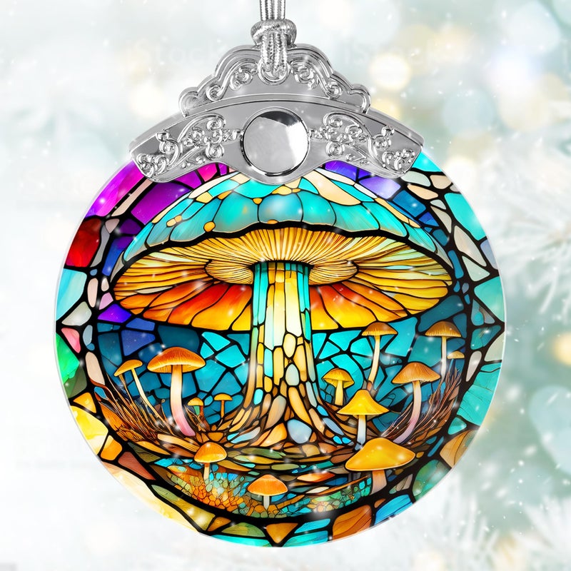 Jocidea الزجاج الملون الشمس Suncatcher Jocidea الفطر زخرفة عيد الميلاد الحلي العطلات الحلي الزخارف عيد الميلاد ديكور ديكور الفطر للهدية الفطر المنزلي - Image 2