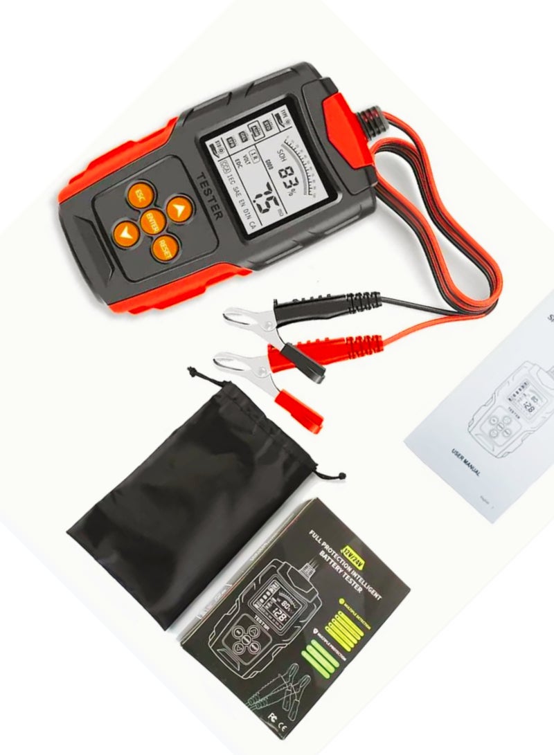 Generic Digital Battery Tester 12v Car24v truck LCD Digital Battery Analyzer Car Charge Diagnostic Tool SOH SOC CCA IR Measurement for Car Truck Motorcycle 12V/24V  - Image 5
