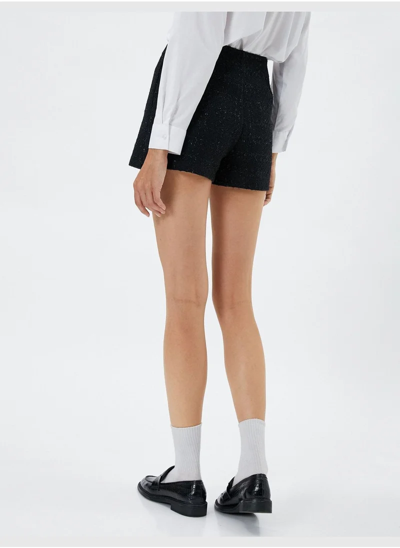 KOTON Pearl Buttoned Mini Tweed Skort