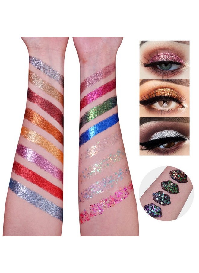 Ucanbe - UCANBE Pro Glitter Eyeshadow Palette - Professional 16 Colors - Chunky & Fine Pressed Glitter Eye Shadow Powder Makeup Pallet Highly Pigmented Ultra Shimmer for Face Body - Image 1