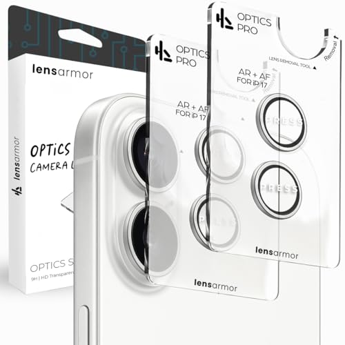 Lensarmor Compatible with iPhone 17 Camera Lens Protector White (2-Pack) – 9H Tempered Glass, Military-Grade Anti-Scratch, Case-Friendly, Easy Install Frame - Image 1