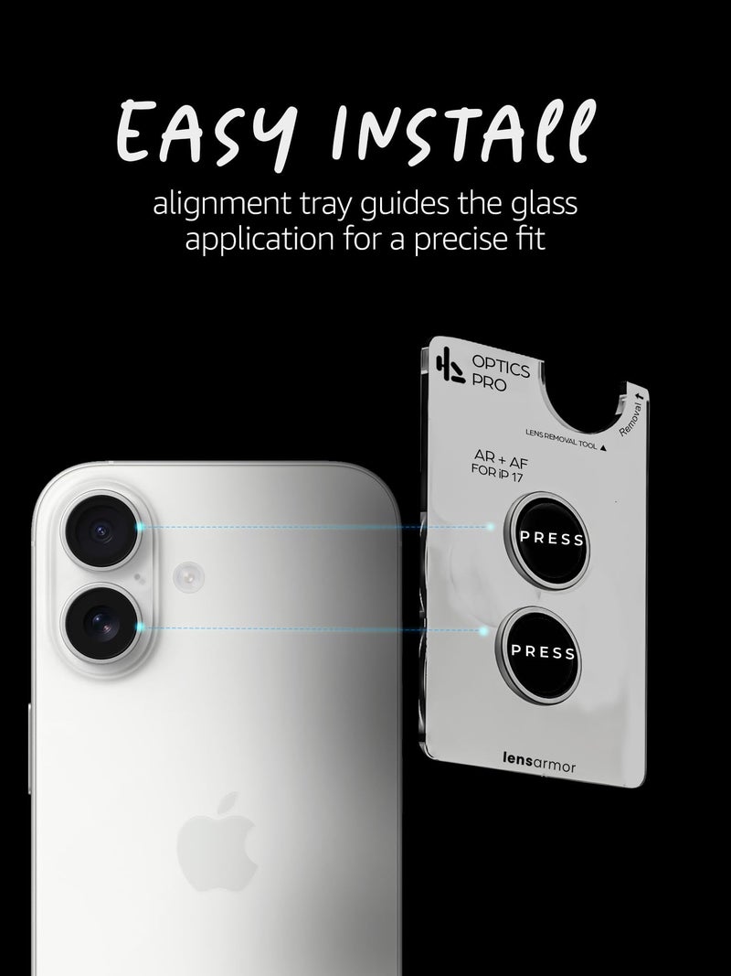 Lensarmor Compatible with iPhone 17 Camera Lens Protector White (2-Pack) – 9H Tempered Glass, Military-Grade Anti-Scratch, Case-Friendly, Easy Install Frame - Image 4