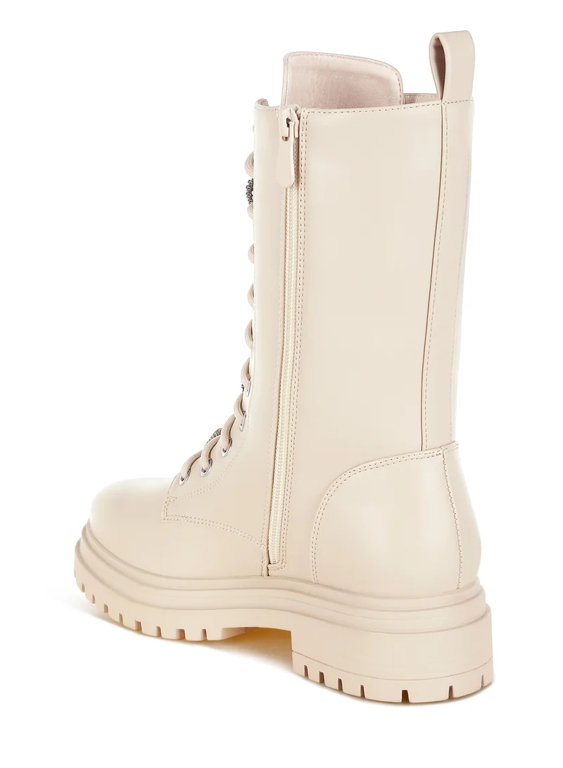 London Rag Rhinestone jewelled Chunky Boots in Beige