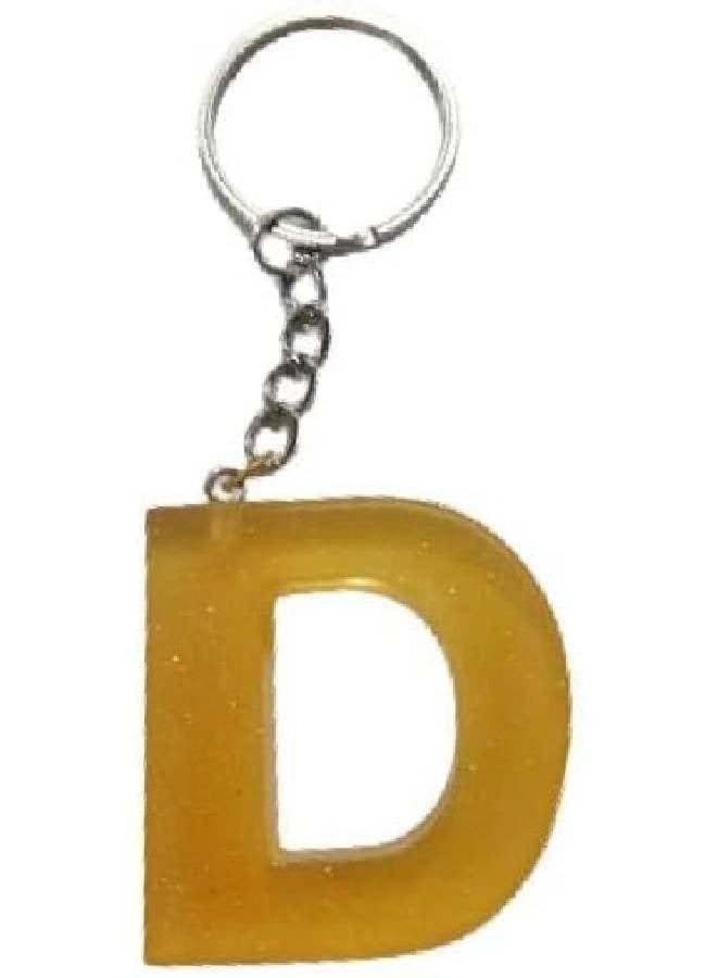 Handmade resin keychain letter D orange