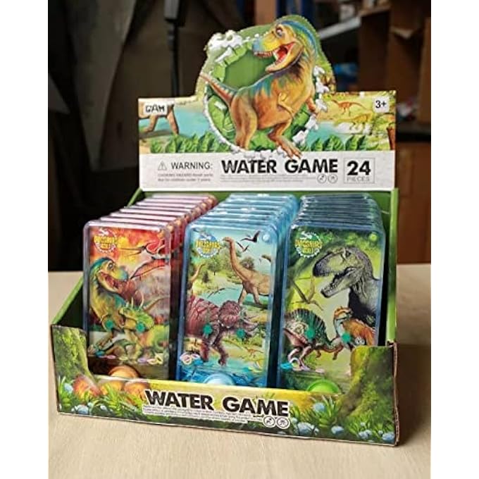 MINI WATER GAMES - RING WATER GAMES FOR GIRLS AND BOYS - TRAVEL SKILL GAME - WATER GEM - AQUA PLAY (TRICERATOPS BLUE) - Image 4