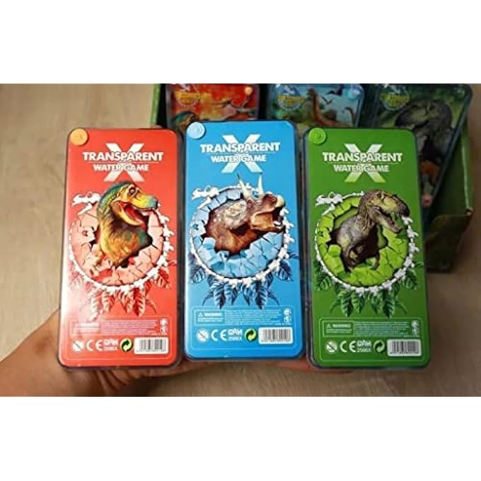 MINI WATER GAMES - RING WATER GAMES FOR GIRLS AND BOYS - TRAVEL SKILL GAME - WATER GEM - AQUA PLAY (TRICERATOPS BLUE) - Image 3