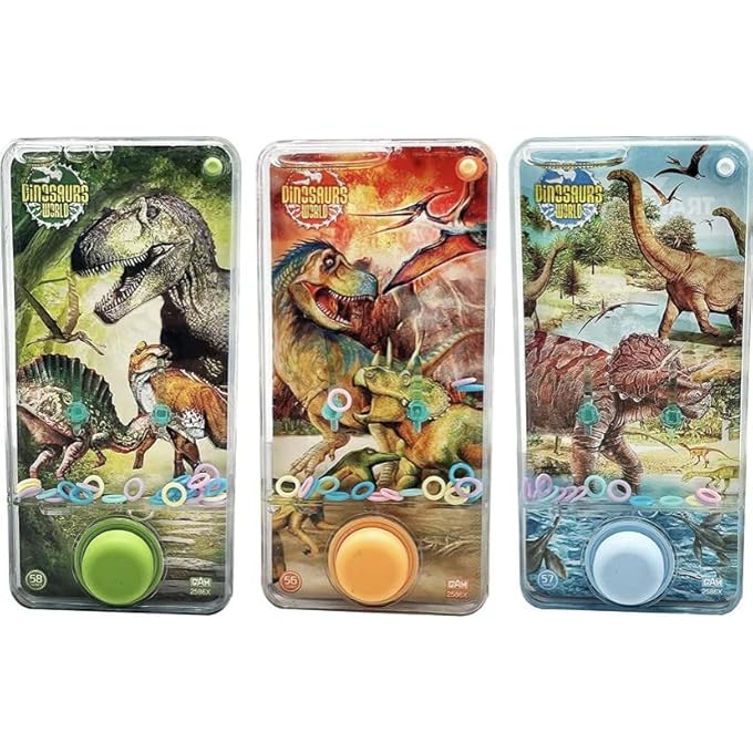 MINI WATER GAMES - RING WATER GAMES FOR GIRLS AND BOYS - TRAVEL SKILL GAME - WATER GEM - AQUA PLAY (TRICERATOPS BLUE) - Image 2