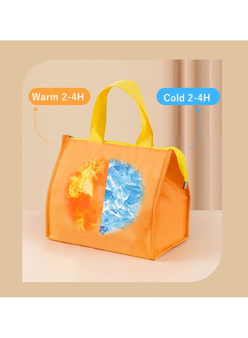 MANGO Insulated Lunch Bag Oxford Thermal Cloth Bento Tote Waterproof Cooler And Warmer Orange - Image 2