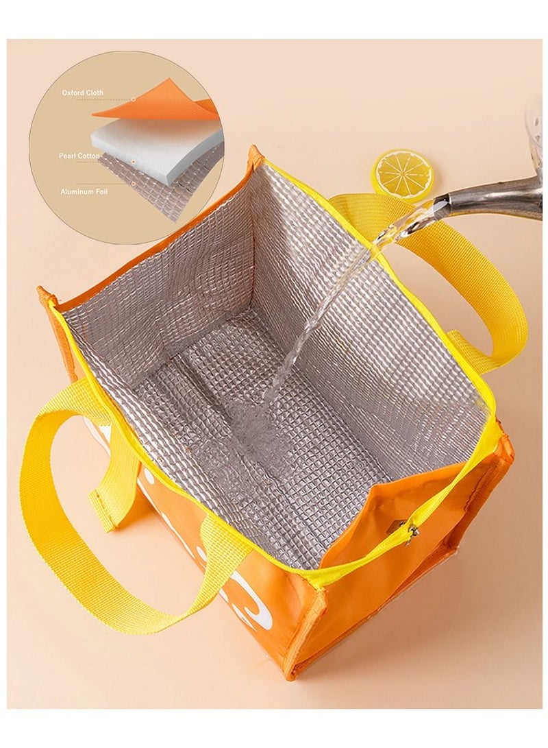 MANGO Insulated Lunch Bag Oxford Thermal Cloth Bento Tote Waterproof Cooler And Warmer Orange - Image 3