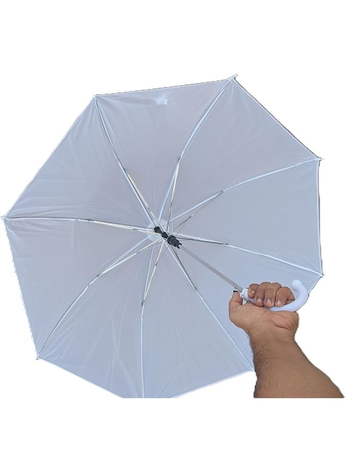 شمسية أطفال واقية من الشمس والمطر . نظام فتح تلقائي، للجنسين، لون أبيض مع يد مريحة - Image 4