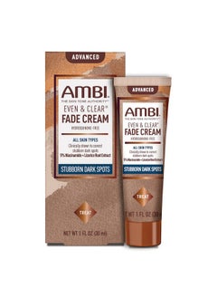 Ambi Even & Clear Advanced Fade Cream, Hydroquinone-free, Hyperpigmentation Treatment, Stubborn Dark Spot Corrector, Results In As Little As 2-3 Weeks, Niacinamide, Licorice Root Extract, PHA, 1 Fl Oz