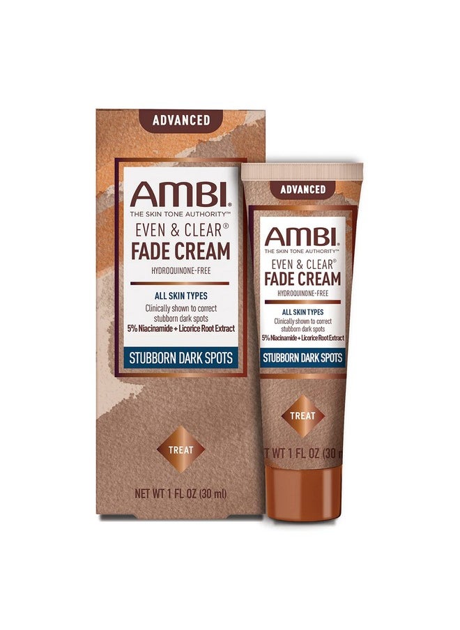 ambi - Ambi Even & Clear Advanced Fade Cream, Hydroquinone-free, Hyperpigmentation Treatment, Stubborn Dark Spot Corrector, Results In As Little As 2-3 Weeks, Niacinamide, Licorice Root Extract, PHA, 1 Fl Oz - Image 1