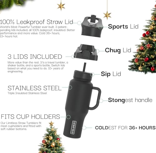 THE COLDEST WATER Coldest Tumbler with Handle and Straw 100 Leak Proof Insulated Tumbler with Lid and Straw 3 Lids Stainless Steel Tumblers for Women Men Cup Holder Friendly 46 oz Camouflage Flag - Image 3