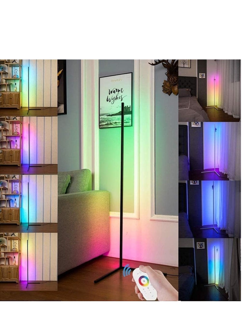 ELTRAZONE Smart RGB Floor Lamp, LED Corner Floor Lamp for Ambient Background Light, Modern Corner Lamp Color Change and Dimmable, Black with UK Plug, Perfect for Living Rooms and Bedrooms - Image 1
