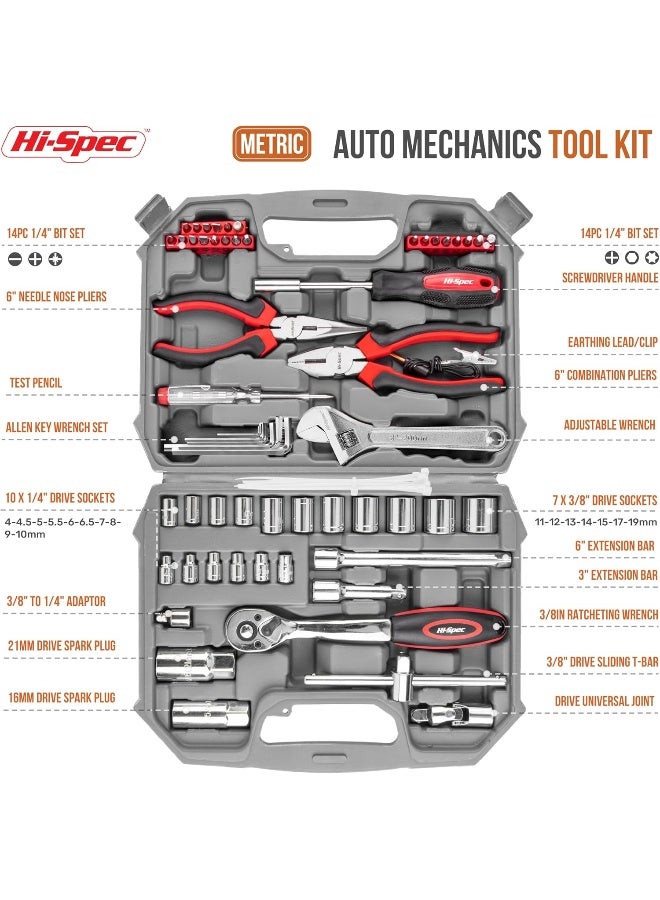 Hi-Spec 67-Pc Auto Mechanics Tool Set - A Car Tools Repair Essential, Packed with Auto Mechanics Tools for Daily Maintenance - Image 2