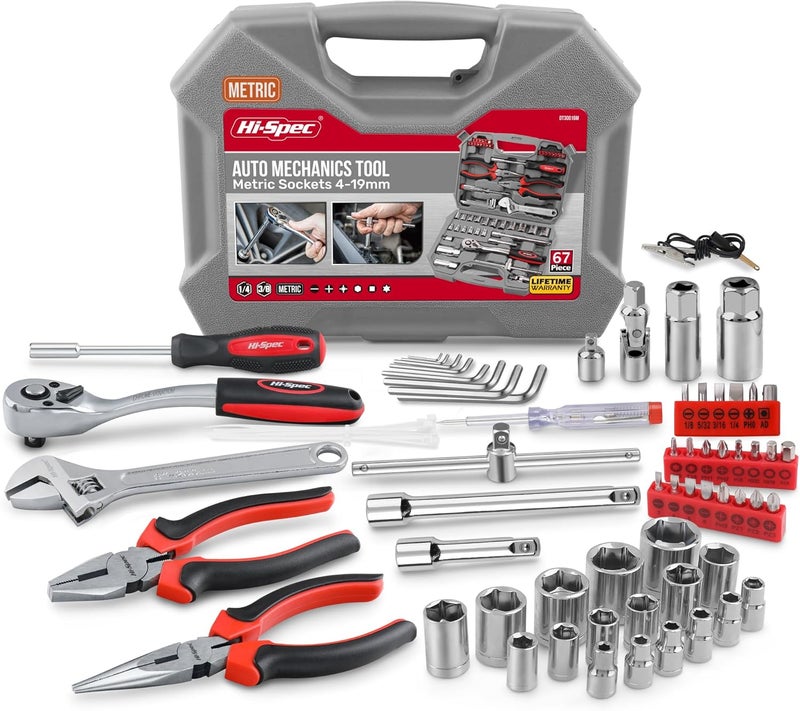 Hi-Spec 67-Pc Auto Mechanics Tool Set - A Car Tools Repair Essential, Packed with Auto Mechanics Tools for Daily Maintenance - Image 1