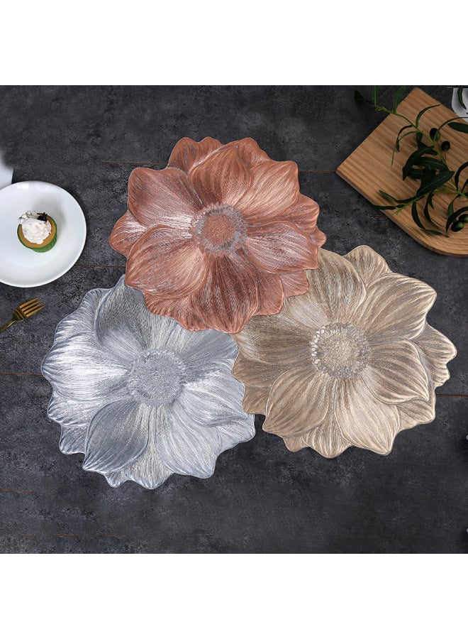 Creative Lotus PVC Placemat Ins Wind Heat-proof Waterproof Oil-proof Washable Heat Insulation Mat Hotel Restaurant Table Mat-Color:Gold-Specification:38cm【sunflower】  - Image 2