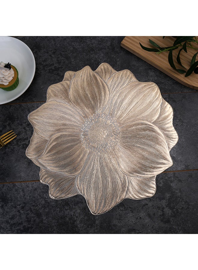 Creative Lotus PVC Placemat Ins Wind Heat-proof Waterproof Oil-proof Washable Heat Insulation Mat Hotel Restaurant Table Mat-Color:Gold-Specification:38cm【sunflower】  - Image 4