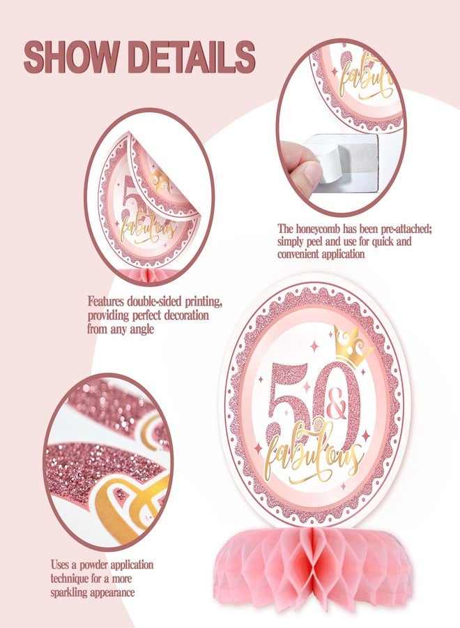 TMTECHJS 50th Birthday Table Decorations for Women 9Pcs Honeycomb Centerpieces Glitter Pink Rose Gold 50th Birthday Decorations Table Centerpieces for Women Pink Party Supplies - Image 4