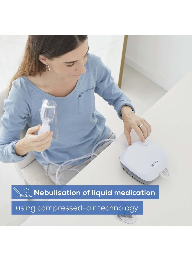 Beurer IH18 Home-Use Nebuliser | Electric inhaler for nebulising liquid medication for colds, asthma and respiratory diseases | Compressed air technology | for adults and Children | Medical device - Image 2