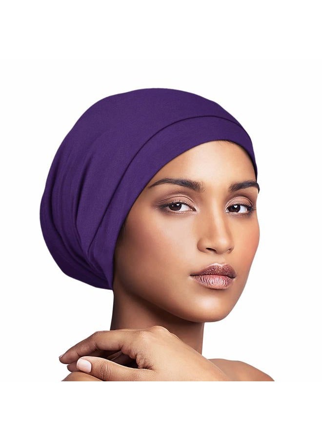Alnorm Trendy Oversized Stretchy Slouchy Beanie Hat Soft Warm Cap Purple - Image 4