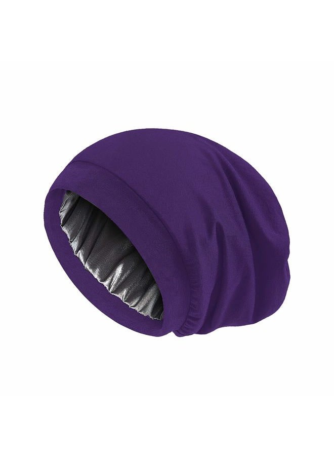 Alnorm Trendy Oversized Stretchy Slouchy Beanie Hat Soft Warm Cap Purple - Image 5