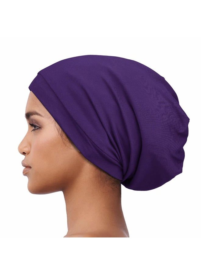 Alnorm Trendy Oversized Stretchy Slouchy Beanie Hat Soft Warm Cap Purple - Image 1