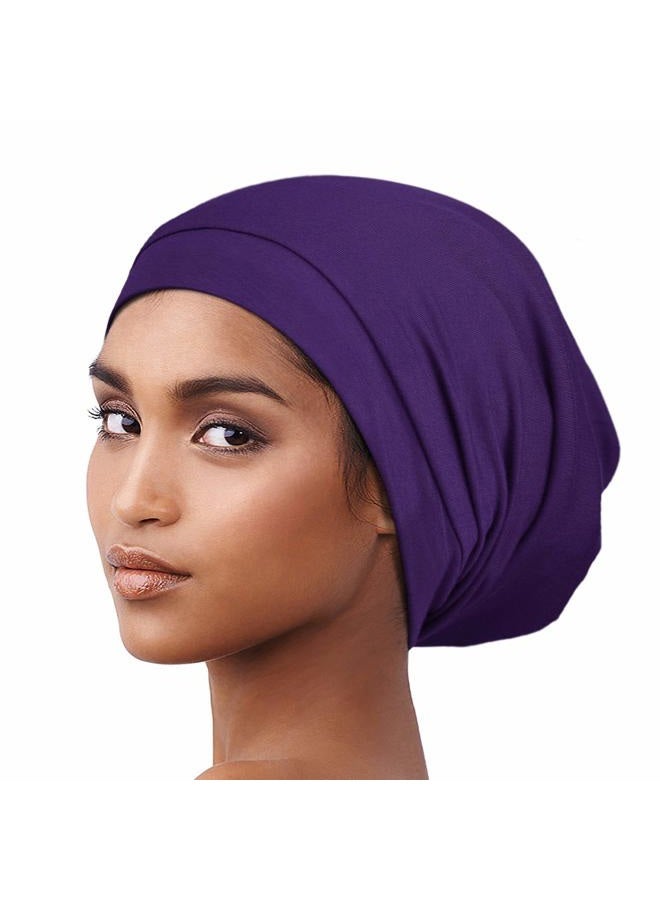 Alnorm Trendy Oversized Stretchy Slouchy Beanie Hat Soft Warm Cap Purple - Image 2