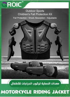 GROIC 5Pcs Kids Chest Protector,Upgraded Motorcycle Kids Armor Suit Dirt Bike Gear Elbow Knee Pads Chest Belly Protector Motocross Riding Guards Set  - Image 2