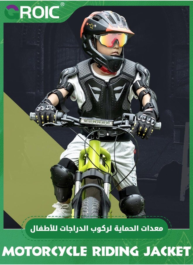 GROIC 5Pcs Kids Chest Protector,Upgraded Motorcycle Kids Armor Suit Dirt Bike Gear Elbow Knee Pads Chest Belly Protector Motocross Riding Guards Set  - Image 5