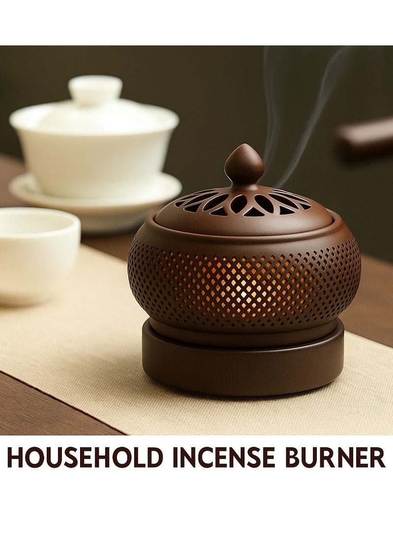 Y&D Ceramic Electric Incense Burner Electronic Aroma Diffuser with Timing Temperature Adjustment and Cover Resin Frankincense Burner Used for Indoor Air Purification Home Decoration Meditation - Image 3
