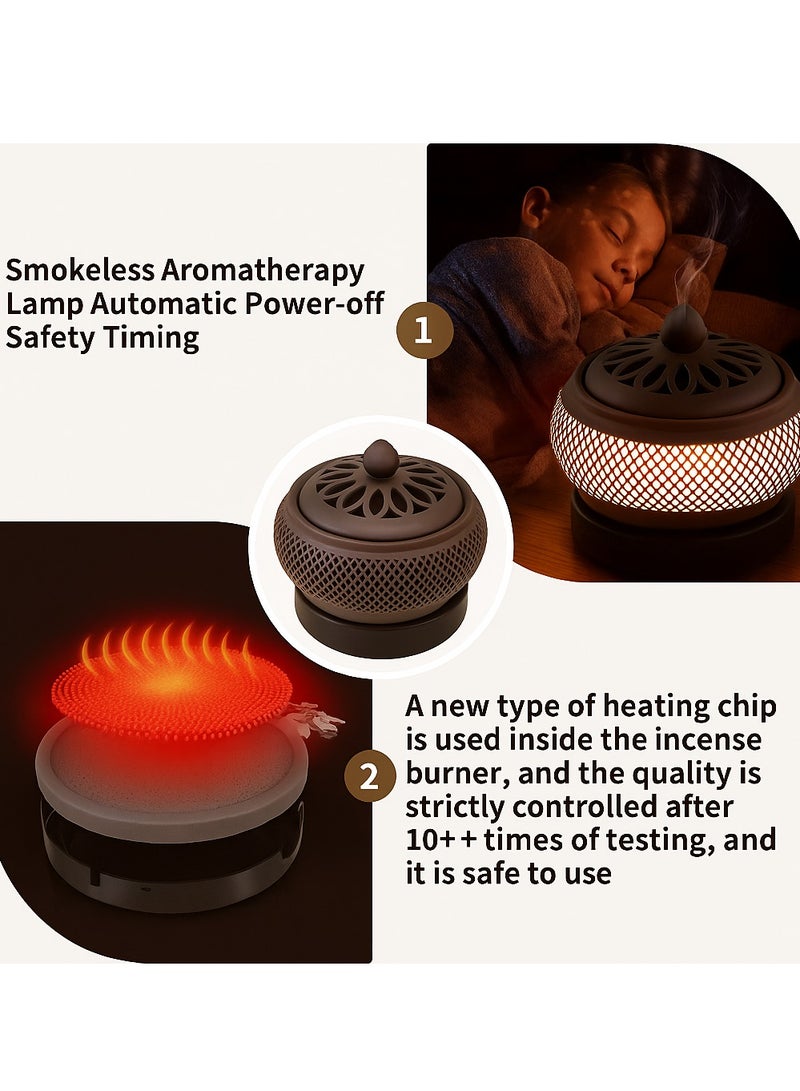 Y&D Ceramic Electric Incense Burner Electronic Aroma Diffuser with Timing Temperature Adjustment and Cover Resin Frankincense Burner Used for Indoor Air Purification Home Decoration Meditation - Image 5