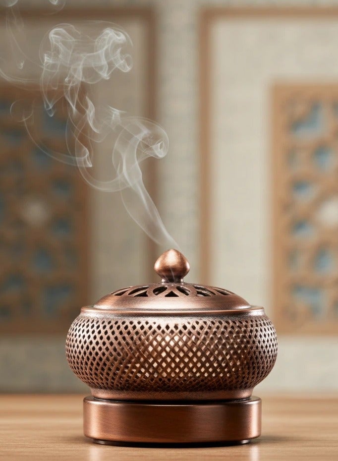 الأزرق جي دبليو مبخرة كهربائية خزفية موزع عطور إلكتروني مع ضبط درجة الحرارة والوقت وغطاء مبخرة من الراتنج تستخدم لتنقية الهواء الداخلي وتزيين المنزل والتأمل - Image 1