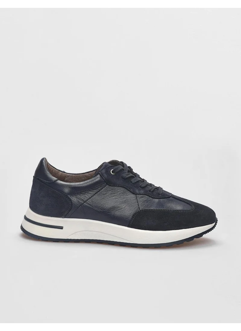 كاباني Leather Navy Blue Lace-up Suede Men's Sports Shoes