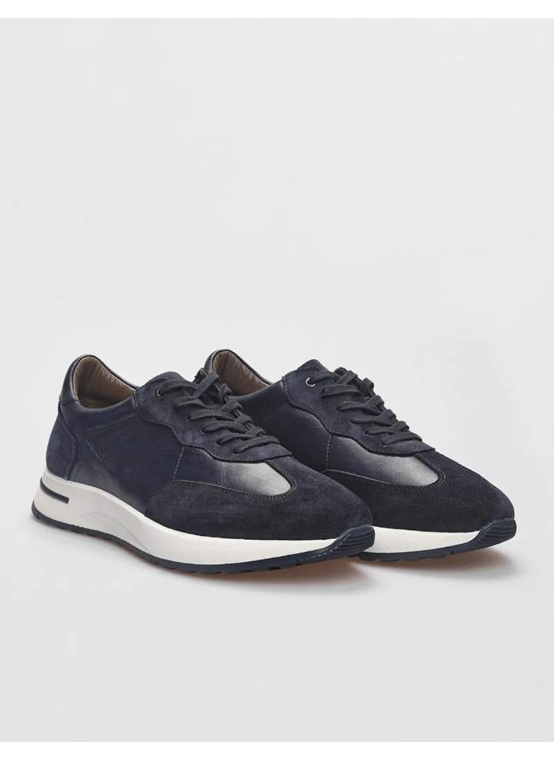 كاباني Leather Navy Blue Lace-up Suede Men's Sports Shoes