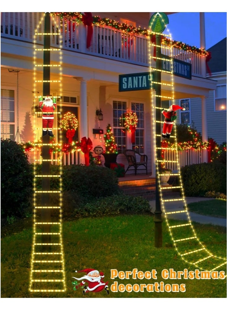 GGEROU 205 أضواء عيد الميلاد LED للزينة الداخلية والخارجية 6.6 قدم أضواء سلالم زينة عيد الميلاد مع سانتا كلوز، 8 أوضاع أضواء شجرة عيد الميلاد المقاومة للماء للحديقة والنوافذ وزينة المنزل والجدران، أبيض دافئ - Image 5
