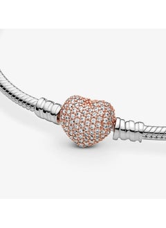 PANDORA Pandora Moments Pavé Heart Clasp Snake Chain Bracelet  - Image 3