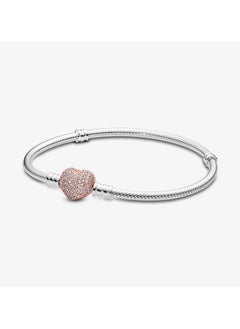 PANDORA Pandora Moments Pavé Heart Clasp Snake Chain Bracelet  - Image 1