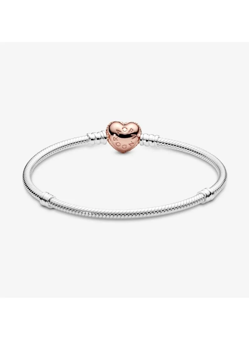 PANDORA Pandora Moments Pavé Heart Clasp Snake Chain Bracelet