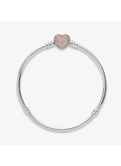 PANDORA Pandora Moments Pavé Heart Clasp Snake Chain Bracelet  - Image 4