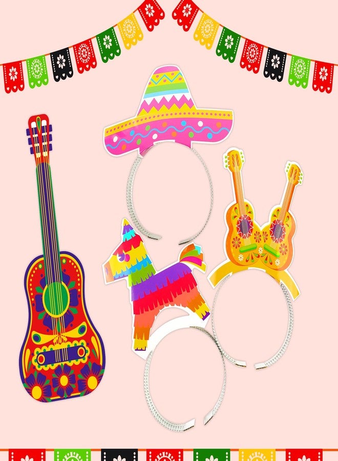 KFJBPB ديكورات KFJBPB Cinco De Mayo، 12 قطعة من قبعات Sombrero وقبعة Taco لتزيين الحفلات المكسيكية - قبعات عصابة رأس ملونة لمستلزمات صور Fiesta Cinco De Mayo - Image 4
