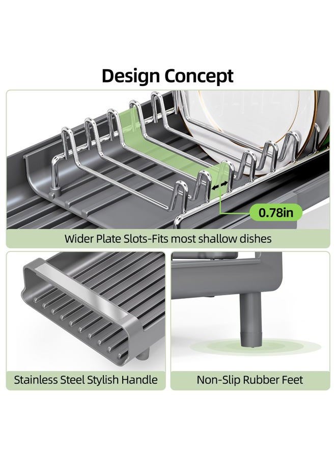TOOLF Expandable Dish Rack, Compact Dish Drainer, Stainless Steel Dish Drying Rack with Removable Cutlery Holder, Anti Rust Plate Rack, Small Sink Drainer for Sink or Kitchen Countertop - Image 4