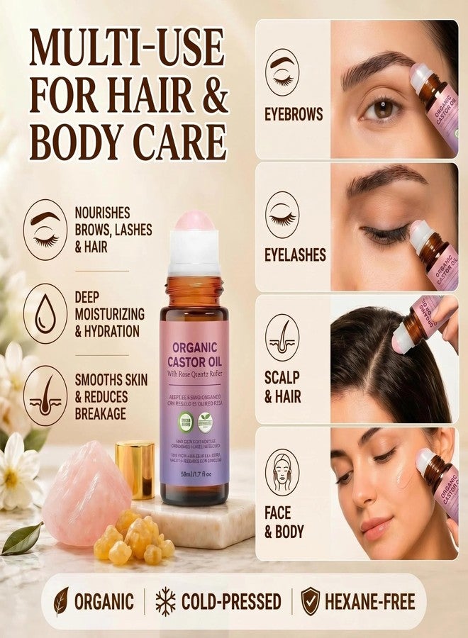 BFAZKXY Organic Castor Oil Roll On with Rose Quartz Roller, 100% Pure Cold Pressed - Image 4