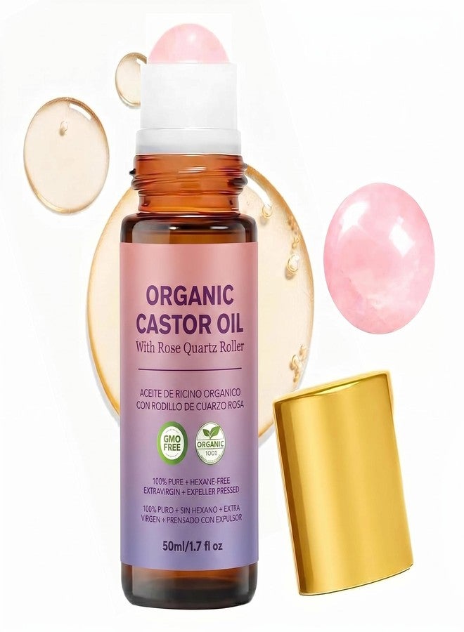 BFAZKXY Organic Castor Oil Roll On with Rose Quartz Roller, 100% Pure Cold Pressed - Image 1