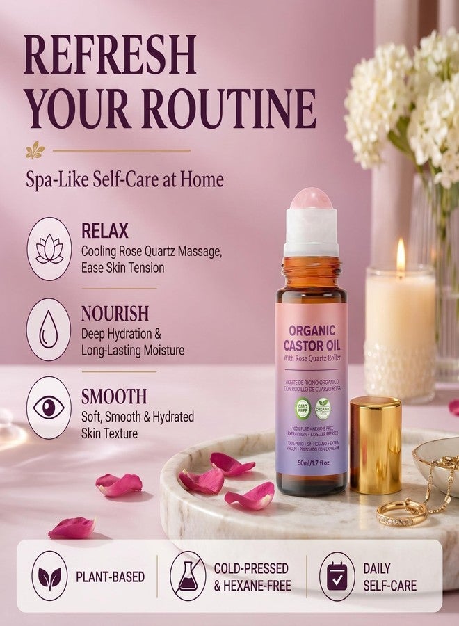 BFAZKXY Organic Castor Oil Roll On with Rose Quartz Roller, 100% Pure Cold Pressed - Image 5