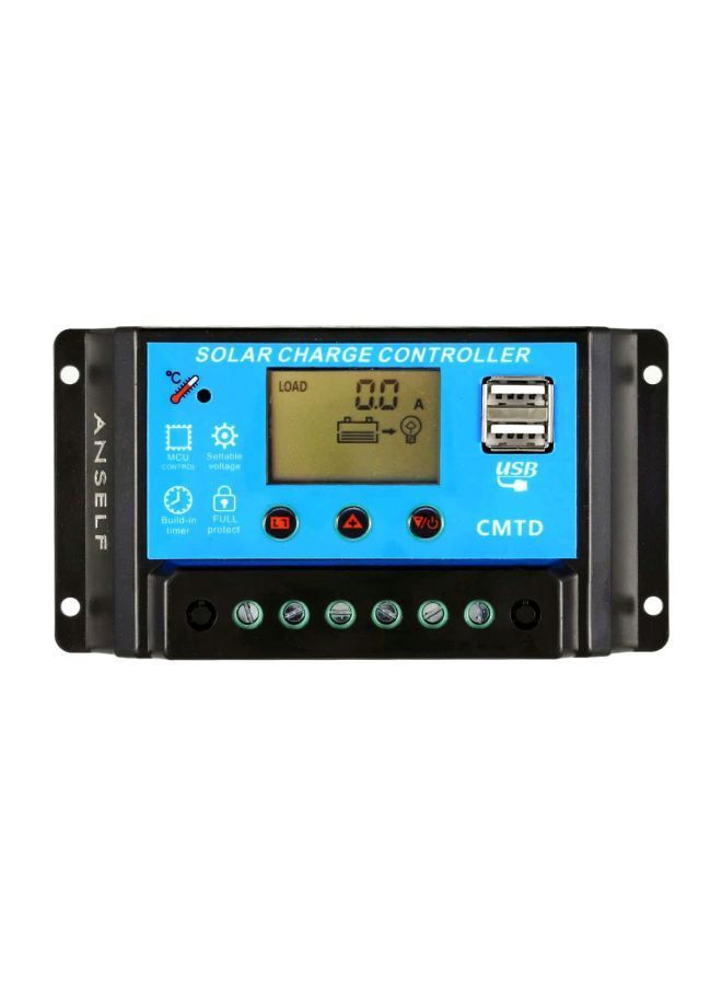 NIBEMINENT LCD Solar Charge Controller Black/Blue 14x4x8centimeter - Image 1